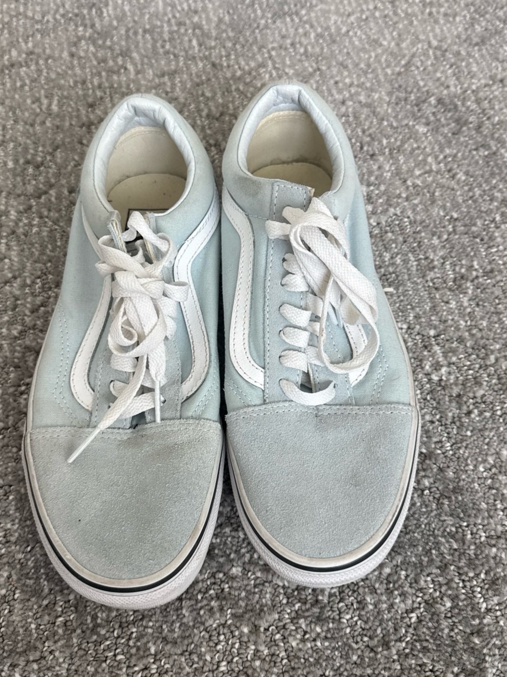 Vans Light Blue and White Old Skool Sneakers- size 8